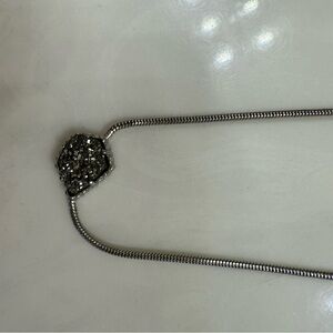 Kendra Scott Silver Necklace with Black Pendant